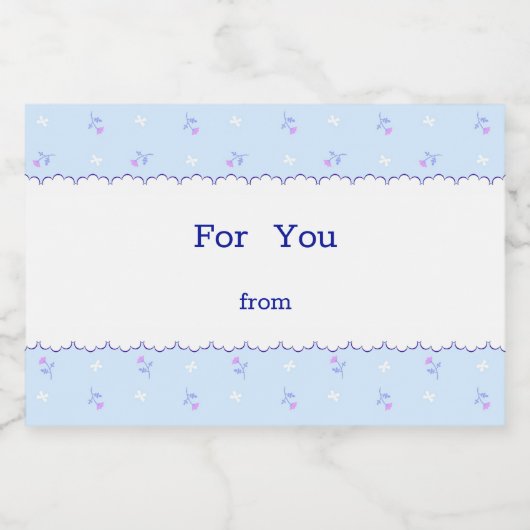 ÉTIQUETTE POUR BOCAUX 文字 カスタム 野ばら&リボン(ブルー) フードラベル (Étiquettes simples)