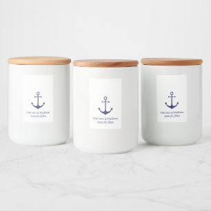 Étiquette Pour Bocaux ancre nautique mariage marine bleu blanc élégant
