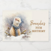 Étiquette Pour Bocaux Aquarelle Ermine avec foulard - Anniversaire (Étiquettes simples)
