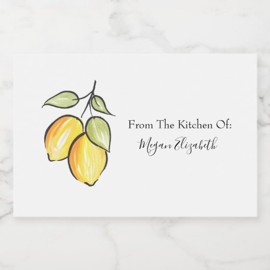 Étiquette Pour Bocaux Aquarelle et citrons d'encre (Étiquettes simples)