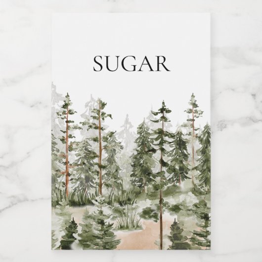 Étiquette Pour Bocaux Aquarelle Forêt verte rustique (Étiquettes simples)