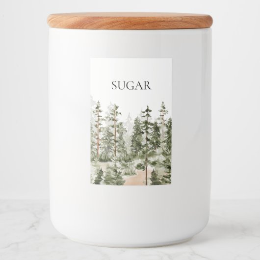 Étiquette Pour Bocaux Aquarelle Forêt verte rustique (Devant)