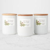 Étiquette Pour Bocaux Aquarelle Oiseau de Noël Oiseau Holly Berries Pine (Bouteilles)