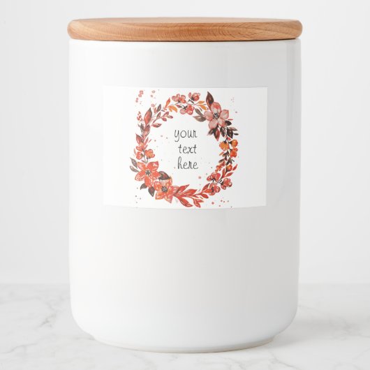 Étiquette Pour Bocaux Aquarelle Orange Floral (Devant)