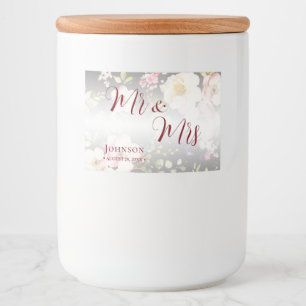 Étiquette Pour Bocaux Aquarelle rose Roses jaunes, noir flou, Mariage