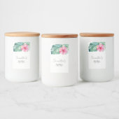 Étiquette Pour Bocaux Aquarelle tropicale Thème Hibiscus rose (Bouteilles)