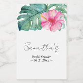 Étiquette Pour Bocaux Aquarelle tropicale Thème Hibiscus rose (Étiquettes simples)