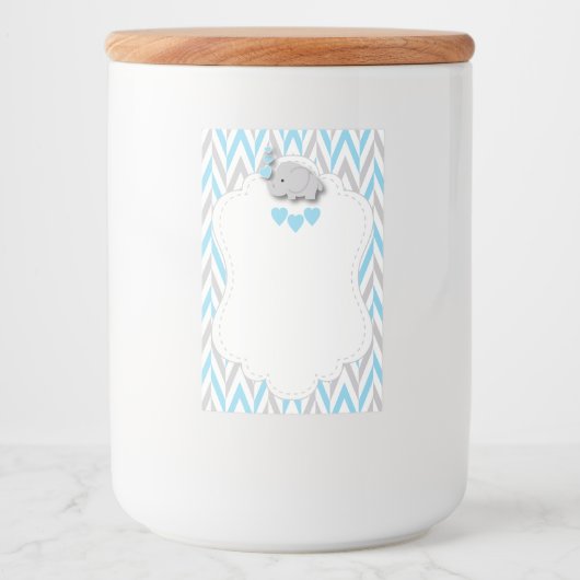 Étiquette Pour Bocaux Baby shower Blue Elephant - Blanc (Devant)