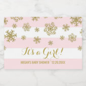 Étiquette Pour Bocaux Baby shower d'hiver Gold Snow Pink (Étiquettes simples)