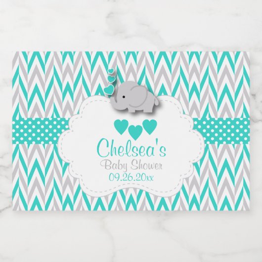 Étiquette Pour Bocaux Baby shower Eléphant Turquoise (Étiquettes simples)