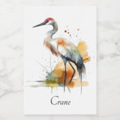 Étiquette Pour Bocaux belle grue en aquarelle (Étiquettes simples)