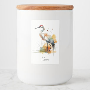 Étiquette Pour Bocaux belle grue en aquarelle