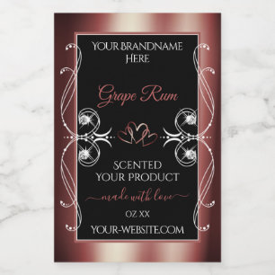 Étiquette Pour Bocaux Bijoux de luxe Vin Rouge Noir Décor Produits Étiqu