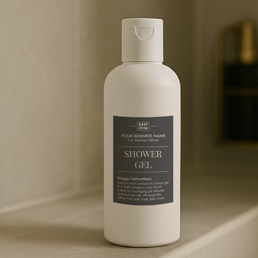 Étiquette Pour Bocaux Black Custom Monogramme Chambre d'hôte Douche Gel