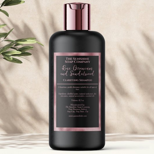 Étiquette Pour Bocaux Black Pink foil waterproof cosmetics bottle label