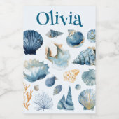 Étiquette Pour Bocaux Blue Seashell Food Container Label | Custom Name (Étiquettes simples)