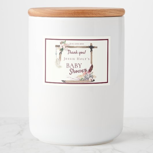 Étiquette Pour Bocaux Boho Beau Baby shower sud-ouest (Devant)