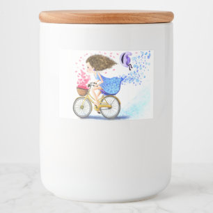 Étiquette Pour Bocaux Bonne Jeune Fille Sur Un Vélo - Coeurs D'Amour Ro