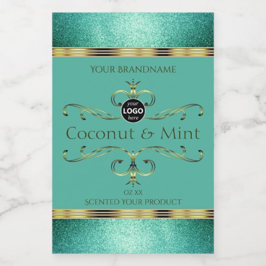 Étiquette Pour Bocaux Bordures de Parties scintillant turquoise Étiquett (Étiquettes simples)