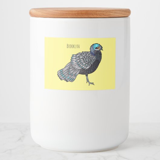 Étiquette Pour Bocaux Bornean peacock-pheasant bird cartoon illustration (Devant)