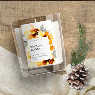 ÉTIQUETTE POUR BOCAUX BOUGIE FLORALE RUSTIQUE JAUNE EN COULEUR D'EAU SOU