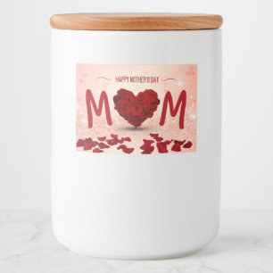 Étiquette Pour Bocaux Bouquet de coeur du Rose de la fête des mères - Ét