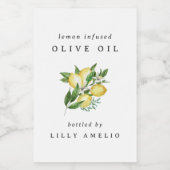 Étiquette Pour Bocaux Bouteille d'huile d'olive au citron aquarelle pers (Étiquettes simples)