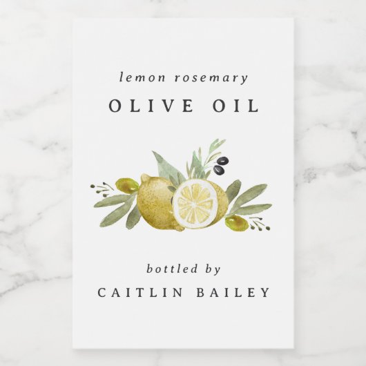 Étiquette Pour Bocaux Bouteille d'huile d'olive Citrus Citron (Étiquettes simples)