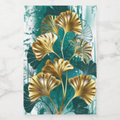 Étiquette Pour Bocaux Branche avec Feuilles d'or Ginko Biloba (Étiquettes simples)