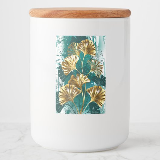 Étiquette Pour Bocaux Branche avec Feuilles d'or Ginko Biloba (Devant)