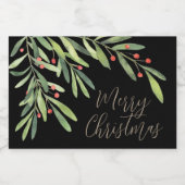 Étiquette Pour Bocaux Branches Baies Noël Fêtes Noir (Étiquettes simples)