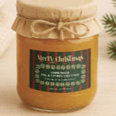 Étiquette Pour Bocaux Cadeau de Noël artisanal Rouge & Vert Trappe Plaid