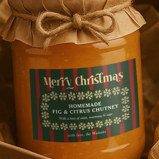 Étiquette Pour Bocaux Cadeau de Noël artisanal Rouge & Vert Trappe Plaid