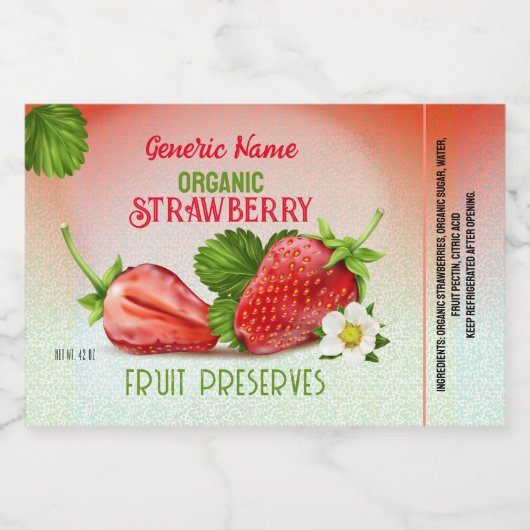 Étiquette Pour Bocaux Canne aux fruits de fraise (Étiquettes simples)