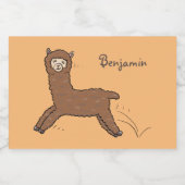 Étiquette Pour Bocaux Caricature d'alpaga brun joli (Étiquettes simples)