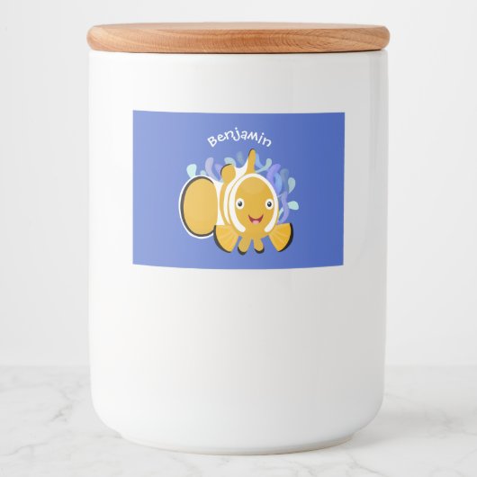 Étiquette Pour Bocaux Caricature d'anénome de poisson clown joli (Devant)