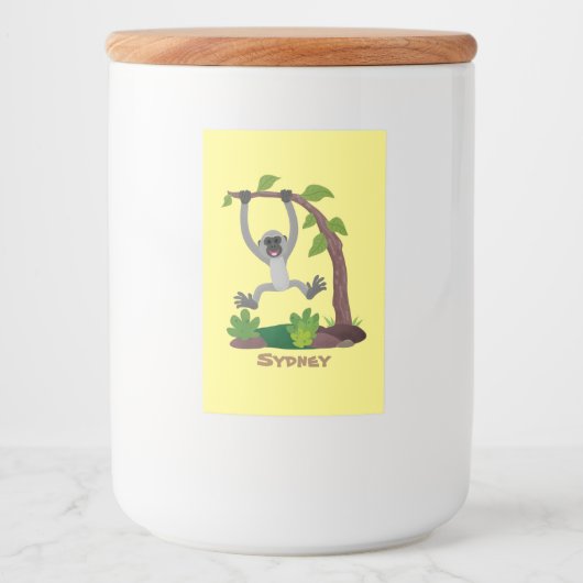 Étiquette Pour Bocaux Caricature de bande de gibbon joyeux (Devant)