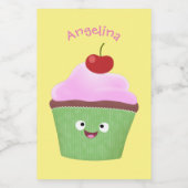 Étiquette Pour Bocaux Caricature de cupcake joyeux (Étiquettes simples)