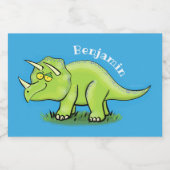 Étiquette Pour Bocaux Caricature de dinosaure de triceratops vert mignon (Étiquettes simples)