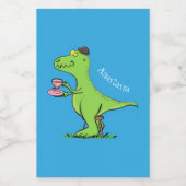 Étiquette Pour Bocaux Caricature de dinosaure vert t rex (Étiquettes simples)