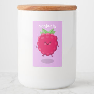 Étiquette Pour Bocaux Caricature de framboise très heureuse