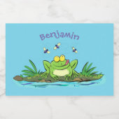 Étiquette Pour Bocaux Caricature de grenouille vert mignon (Étiquettes simples)