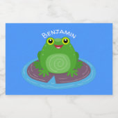 Étiquette Pour Bocaux Caricature de grenouille verte mignonne (Étiquettes simples)