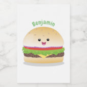 Étiquette Pour Bocaux Caricature de hamburger kawaii joyeux (Étiquettes simples)