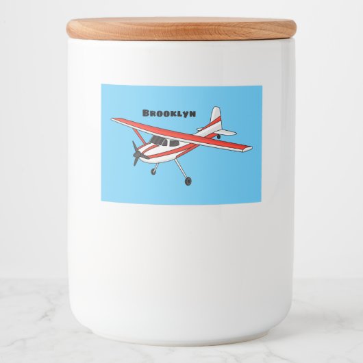 Étiquette Pour Bocaux Caricature de l'avion à train de vélo (Devant)