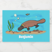 Étiquette Pour Bocaux Caricature de natation de Cute platypus (Étiquettes simples)