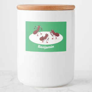 Étiquette Pour Bocaux Caricature de patinage sur glace de Happy red four