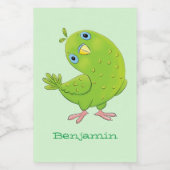 Étiquette Pour Bocaux Caricature de perruche verte curieuse (Étiquettes simples)