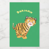 Étiquette Pour Bocaux Caricature de petit tigre joyeux (Étiquettes simples)