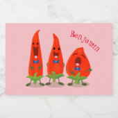 Étiquette Pour Bocaux Caricature de piments chantants mignons (Étiquettes simples)